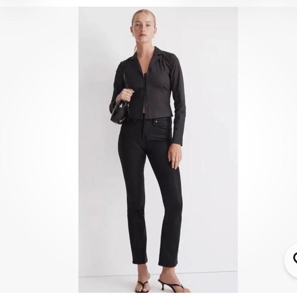 NWT Madewell Mid Rise Kick Out Crop Jeans Black Coated New Size size 25